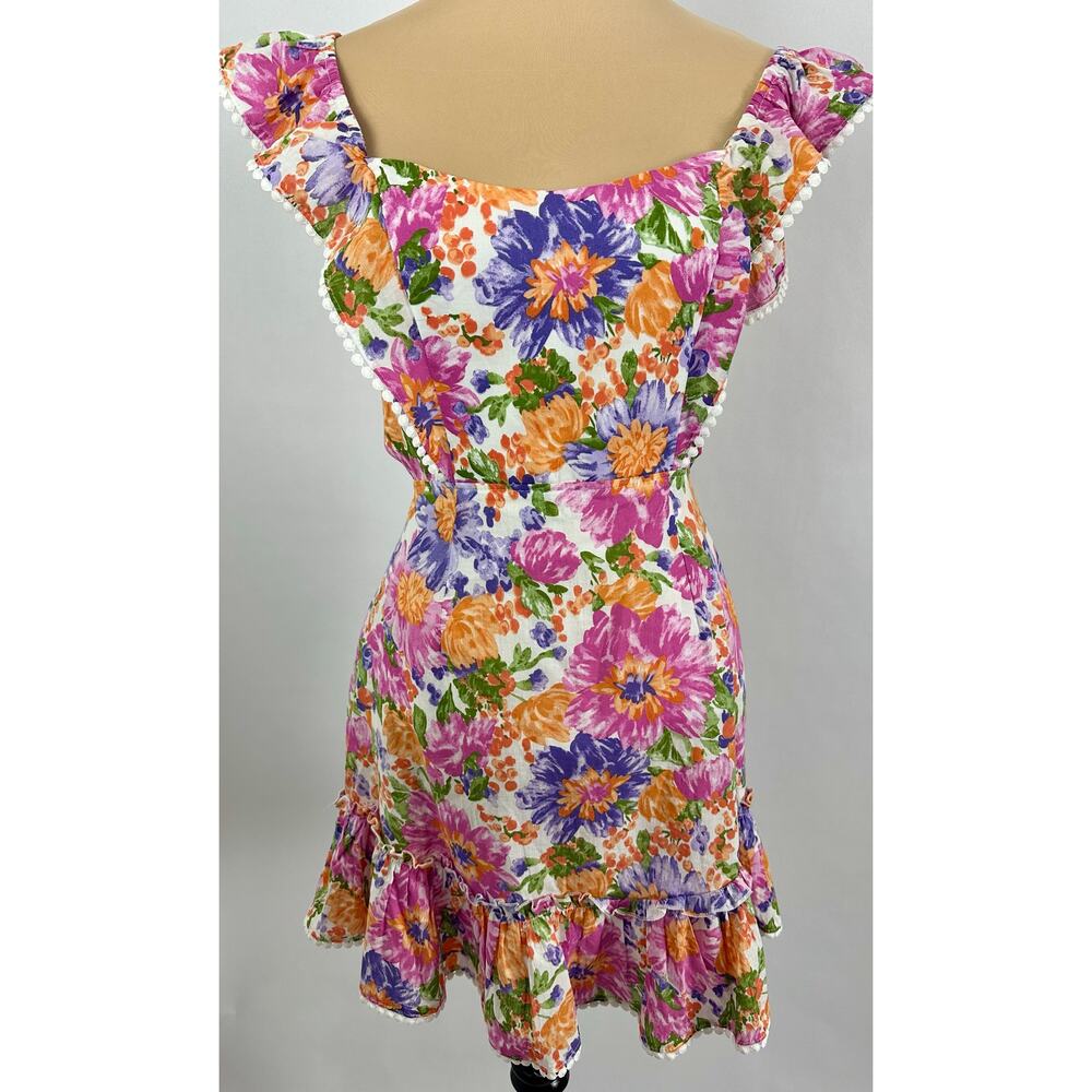 Hello Molly Floral Ruffle Mini Dress Backless Coquette Festival Boho Size 8 - Picture 7 of 16